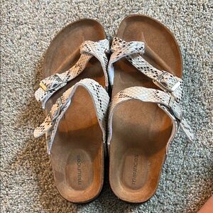 Maurices White Sandals with Adjustable Straps and Cork Footbed